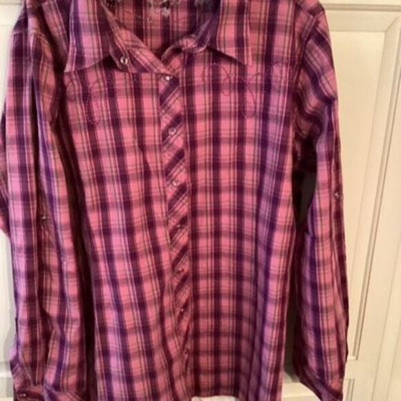 Bit & Bridle Womens Western Button Down Shirt Sz XL Embroidered Horses Snap Buut - Picture 1 of 9